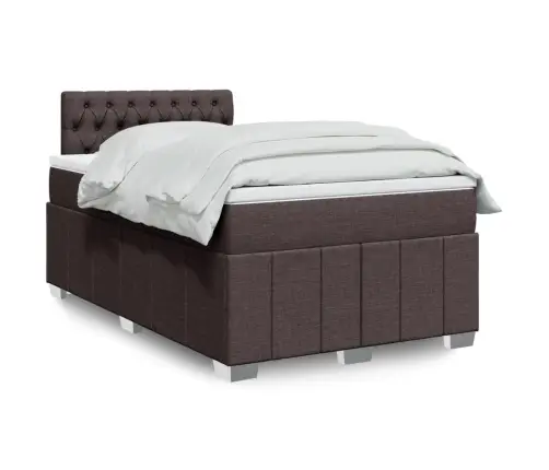 Atsperu Gultas Rāmis Ar Matraci, Tumši Brūna, 120X200Cm, Audums Vidaxl