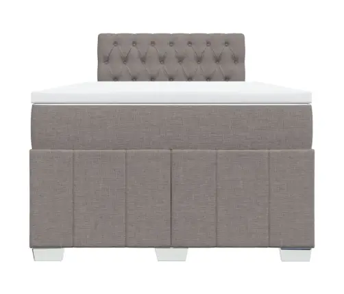 Atsperu Gultas Rāmis Ar Matraci, Pelēkbrūns, 120X200 Cm, Audums Vidaxl