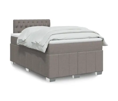 Atsperu Gultas Rāmis Ar Matraci, Pelēkbrūns, 120X200 Cm, Audums Vidaxl