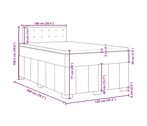 Atsperu Gulta Ar Matraci, Tumši Pelēka Audums, 120X200Cm Vidaxl