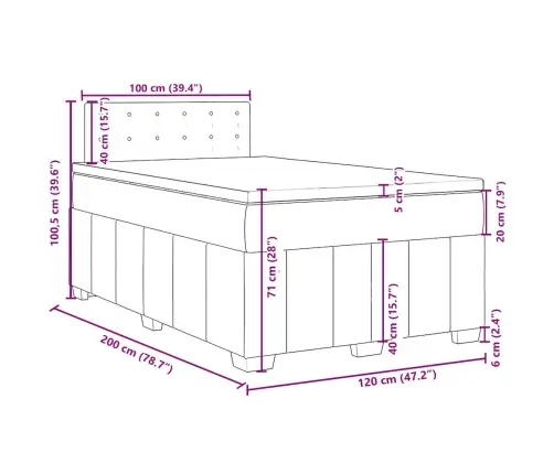 Atsperu Gultas Rāmis Ar Matraci, Tumši Brūna, 120X200Cm, Audums Vidaxl