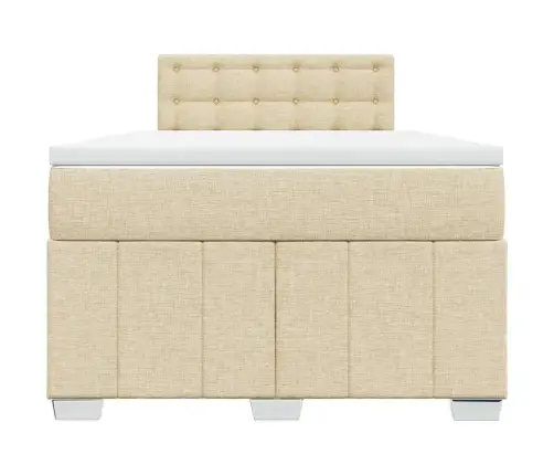 Atsperu Gultas Rāmis Ar Matraci, Krēmkrāsas, 120X200 Cm, Audums Vidaxl