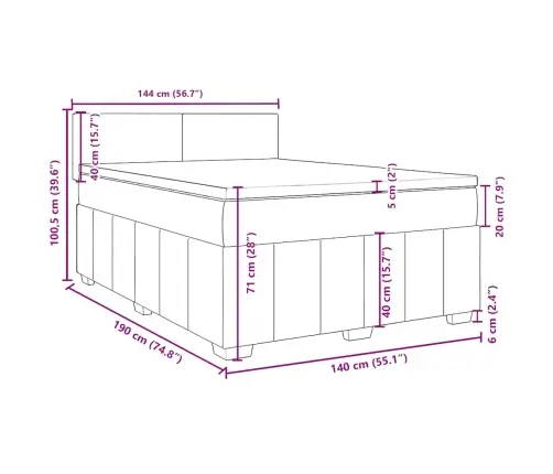 Kontinentaalvoodi Madratsiga, Tumepruun, 140X190 cm Kangas