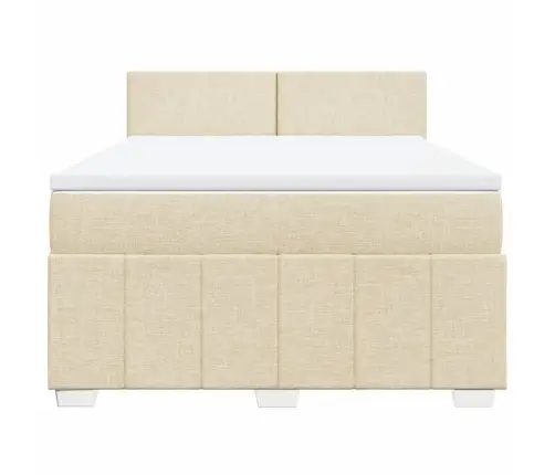 Atsperu Gulta Ar Matraci, Krēmkrāsas Audums, 140X190 Cm Vidaxl