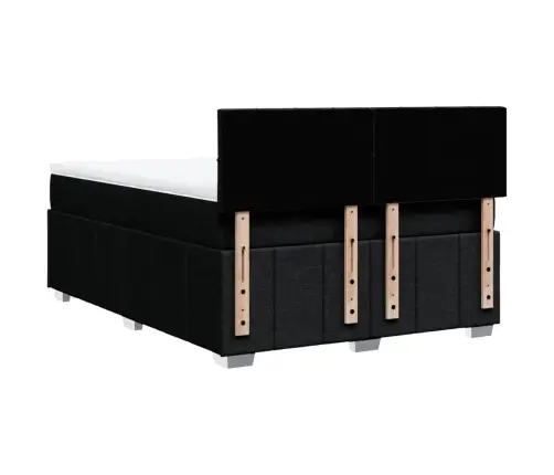 Atsperu Gulta Ar Matraci, Melna Audums, 140X190 Cm Vidaxl