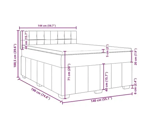 Kontinentaalvoodi Madratsiga, Tumepruun, 140X190 cm Kangas