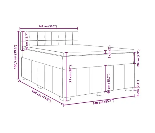 Atsperu Gulta Ar Matraci, Zils Audums, 140X190 Cm Vidaxl