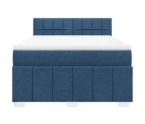 Atsperu Gulta Ar Matraci, Zils Audums, 140X190 Cm Vidaxl