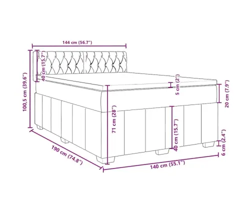 Atsperu Gulta Ar Matraci, Krēmkrāsas Audums, 140X190 Cm Vidaxl