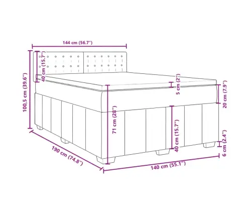 Atsperu Gulta Ar Matraci, Gaiši Pelēka Audums, 140X190 Cm Vidaxl