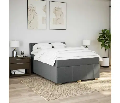 Atsperu Gulta Ar Matraci, Tumši Pelēka Audums, 140X190 Cm Vidaxl