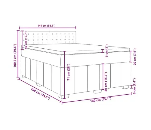 Atsperu Gulta Ar Matraci, Tumši Pelēka Audums, 140X190 Cm Vidaxl
