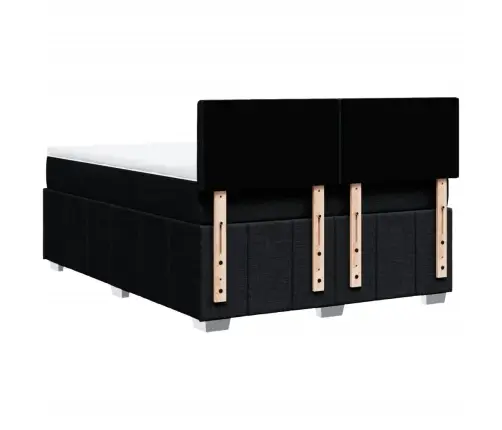 Atsperu Gulta Ar Matraci, Melna Audums, 140X190 Cm Vidaxl