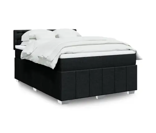 Atsperu Gulta Ar Matraci, Melna Audums, 140X190 Cm Vidaxl