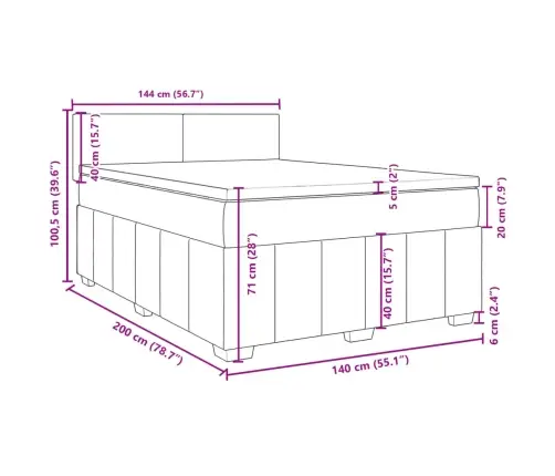 Atsperu Gultas Rāmis Ar Matraci, Gaiši Pelēka Audums, 140X200Cm Vidaxl