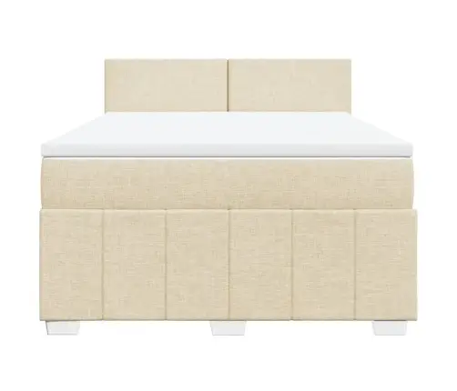 Lova Su Spyruoklėmis Ir Čiužiniu, Kreminė, 140X200 cm Audinys