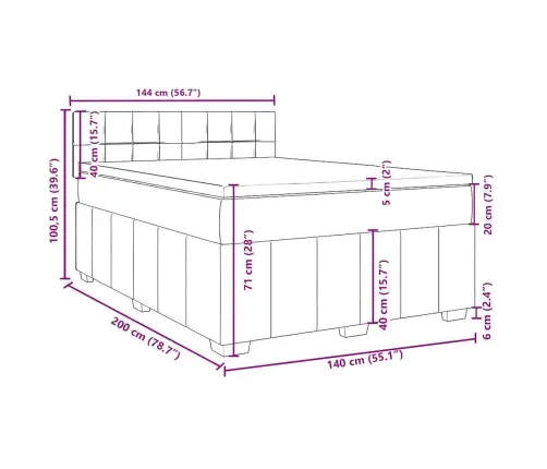 Lova Su Spyruoklėmis Ir Čiužiniu, Pilka, 140X200cm Audinys