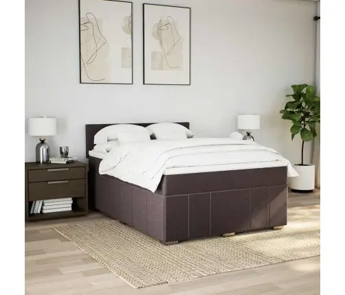 Atsperu Gulta Ar Matraci, Tumši Brūna, 140X200 Cm, Audums Vidaxl