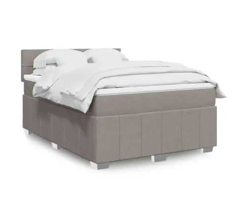 Atsperu Gulta Ar Matraci, Pelēkbrūns, 140X200 Cm, Audums Vidaxl