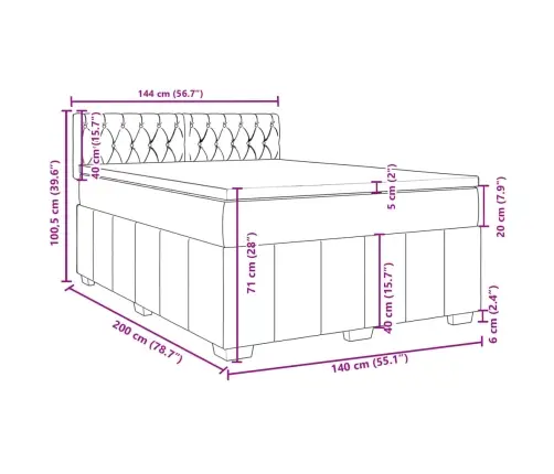 Kontinentaalvoodi Madratsiga, Helehall, 140X200 cm Kangas