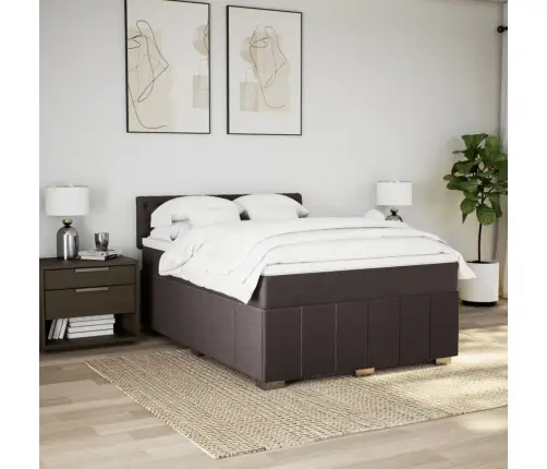 Atsperu Gulta Ar Matraci, Tumši Brūna, 140X200 Cm, Audums Vidaxl