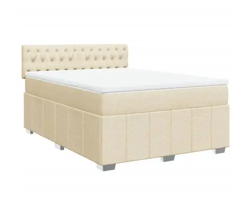 Atsperu Gulta Ar Matraci, Krēmkrāsas, 140X200 Cm, Audums Vidaxl