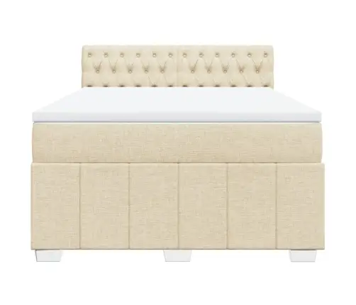 Atsperu Gulta Ar Matraci, Krēmkrāsas, 140X200 Cm, Audums Vidaxl