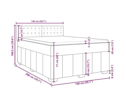 Kontinentaalvoodi Madratsiga, Tumehall, 140X200 cm Kangas