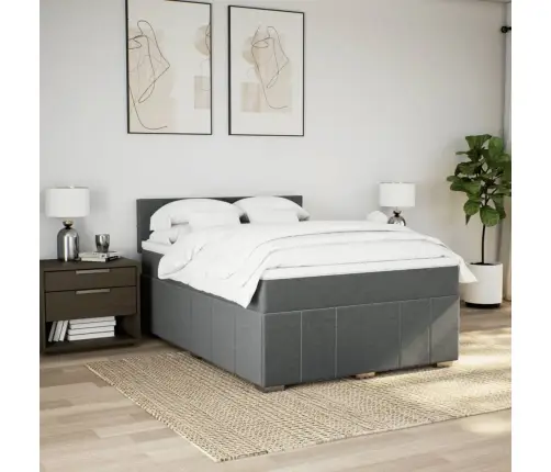 Atsperu Gulta Ar Matraci, Tumši Pelēks, 160X200 Cm, Audums Vidaxl