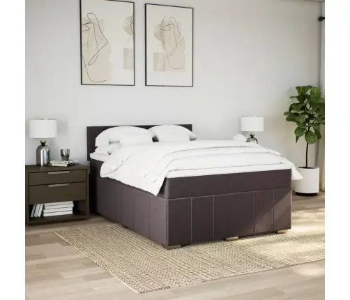 Lova Su Spyruoklėmis Ir Čiužiniu, Ruda, 160X200 cm Audinys