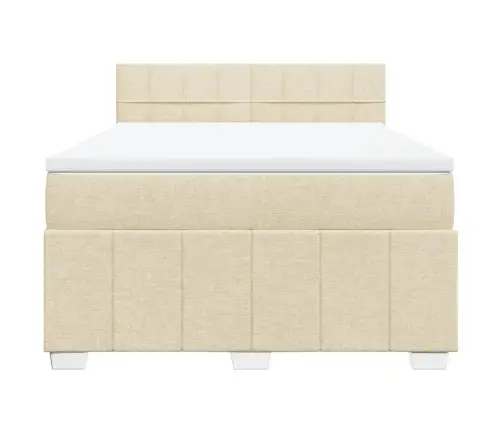 Atsperu Gulta Ar Matraci, Krēmkrāsas, 160X200 Cm, Audums Vidaxl