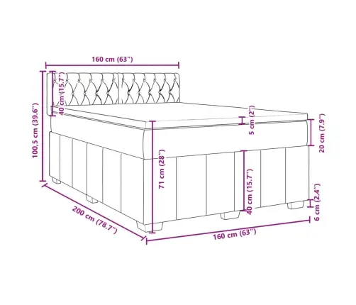 Atsperu Gulta Ar Matraci, Krēmkrāsas, 160X200 Cm, Audums Vidaxl