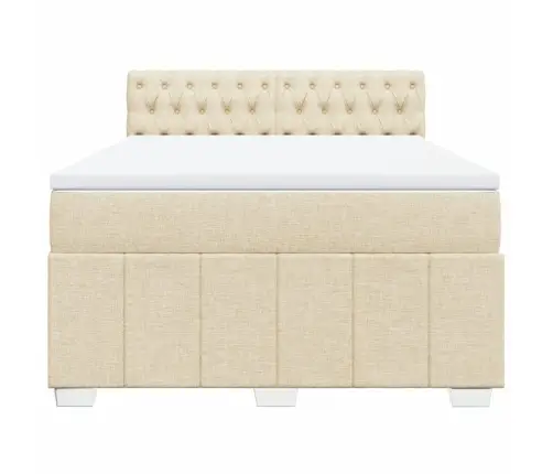 Atsperu Gulta Ar Matraci, Krēmkrāsas, 160X200 Cm, Audums Vidaxl