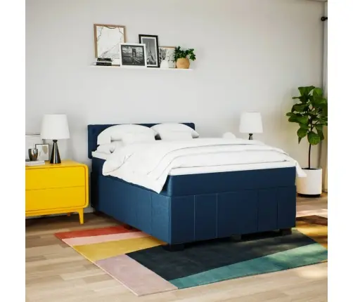 Atsperu Gulta Ar Matraci, Zils, 160X200 Cm, Audums Vidaxl