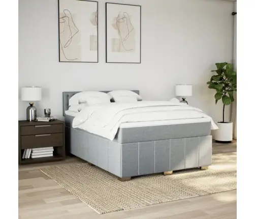 Atsperu Gulta Ar Matraci, Gaiši Pelēka Audums, 160X200 Cm Vidaxl