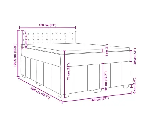 Atsperu Gulta Ar Matraci, Pelēkbrūns, 160X200 Cm, Audums Vidaxl