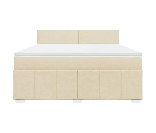 Atsperu Gulta Ar Matraci, Krēmkrāsas, 180X200 Cm, Audums Vidaxl