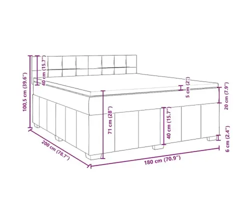 Atsperu Gulta Ar Matraci, Krēmkrāsas, 180X200 Cm, Audums Vidaxl