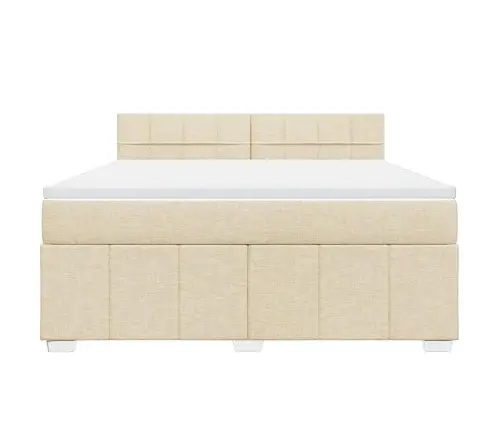 Atsperu Gulta Ar Matraci, Krēmkrāsas, 180X200 Cm, Audums Vidaxl