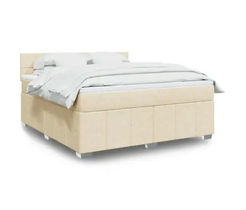 Atsperu Gulta Ar Matraci, Krēmkrāsas, 180X200 Cm, Audums Vidaxl