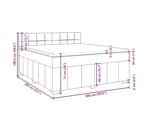 Lova Su Spyruoklėmis Ir Čiužiniu, Mėlyna, 180X200 cm Audinys