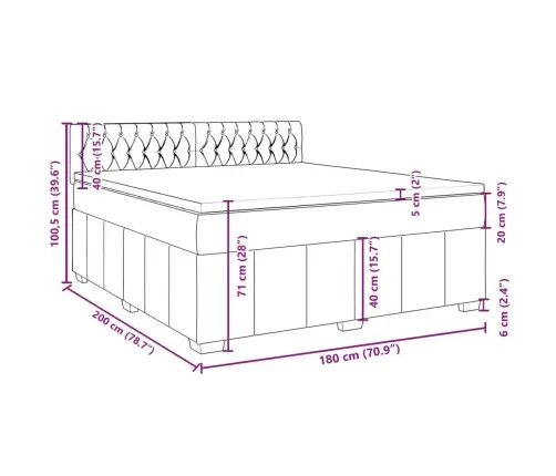 Lova Su Spyruoklėmis Ir Čiužiniu, Pilka, 180X200cm Audinys