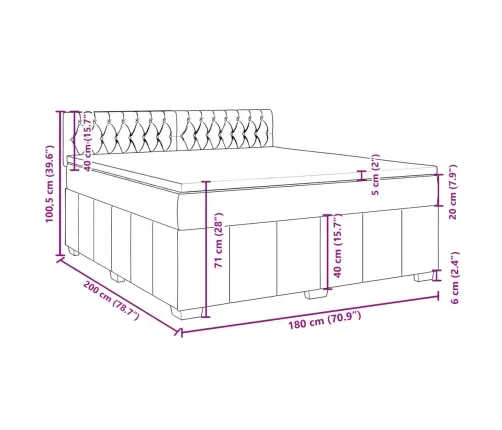 Atsperu Gulta Ar Matraci, Tumši Pelēks, 180X200 Cm, Audums Vidaxl
