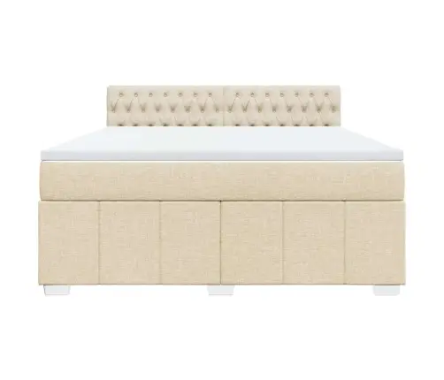 Lova Su Spyruoklėmis Ir Čiužiniu, Kreminė, 180X200 cm Audinys