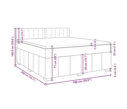 Atsperu Gulta Ar Matraci, Pelēkbrūns, 180X200 Cm, Audums Vidaxl