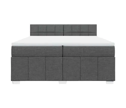 Atsperu Gulta Ar Matraci, Tumši Pelēka Audums, 200X200Cm Vidaxl