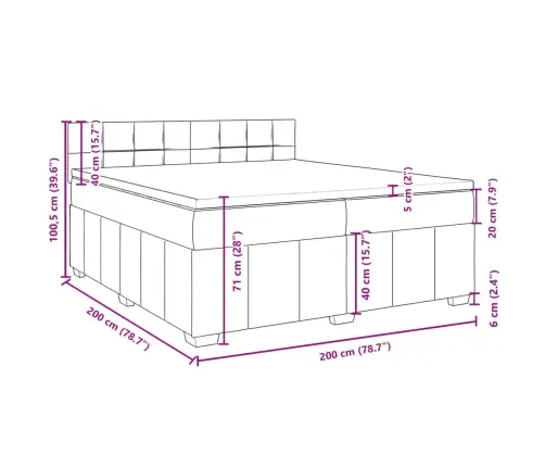 Atsperu Gultas Rāmis Ar Matraci, Pelēkbrūns, 200X200 Cm, Audums Vidaxl