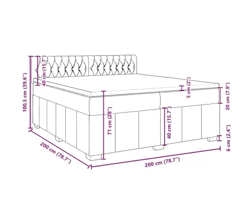 Atsperu Gulta Ar Matraci, Tumši Pelēka Audums, 200X200Cm Vidaxl