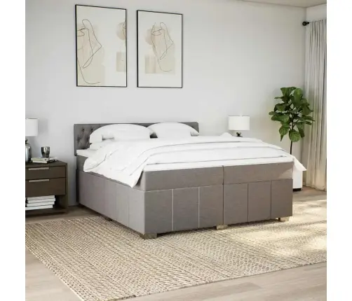 Lova Su Spyruoklėmis Ir Čiužiniu, Taupe, 200X200 cm Audinys
