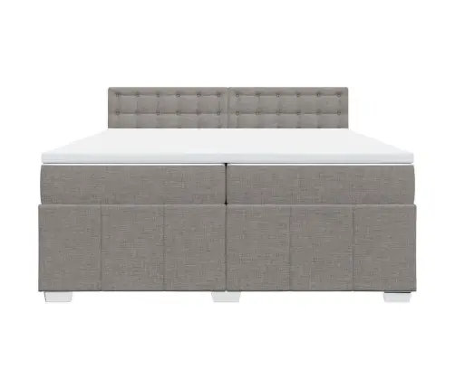 Atsperu Gultas Rāmis Ar Matraci, Pelēkbrūns, 200X200 Cm, Audums Vidaxl